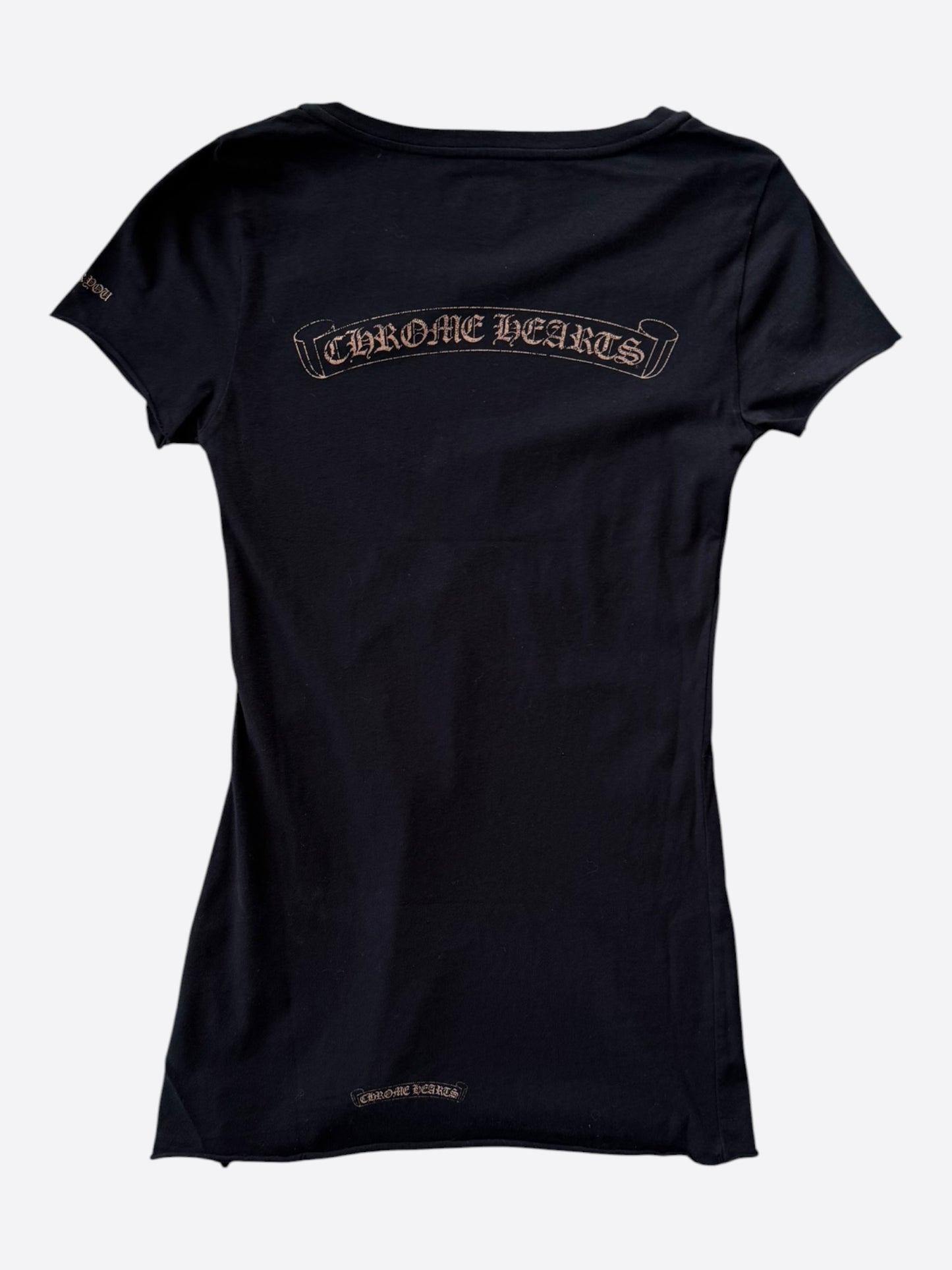 Chrome Hearts Black & Bronze Scroll Logo Women's T-Shirt