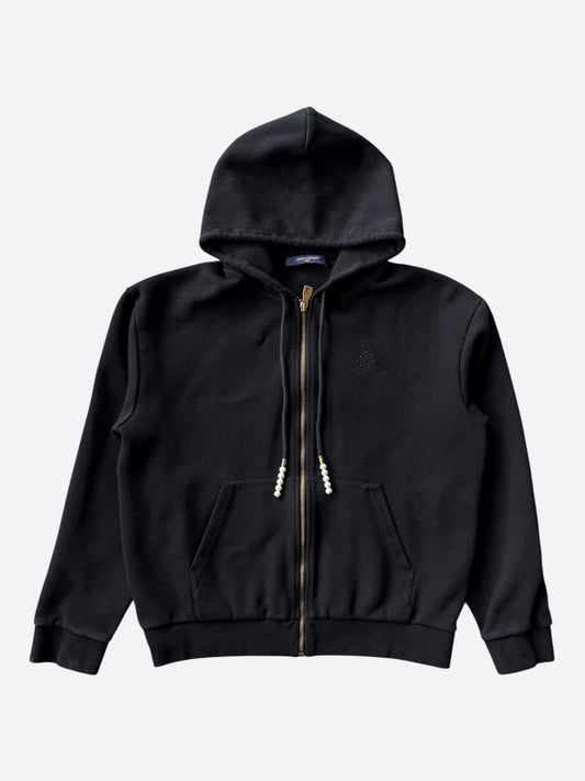 Louis Vuitton Black Embroidered Logo Zip Up Hoodie