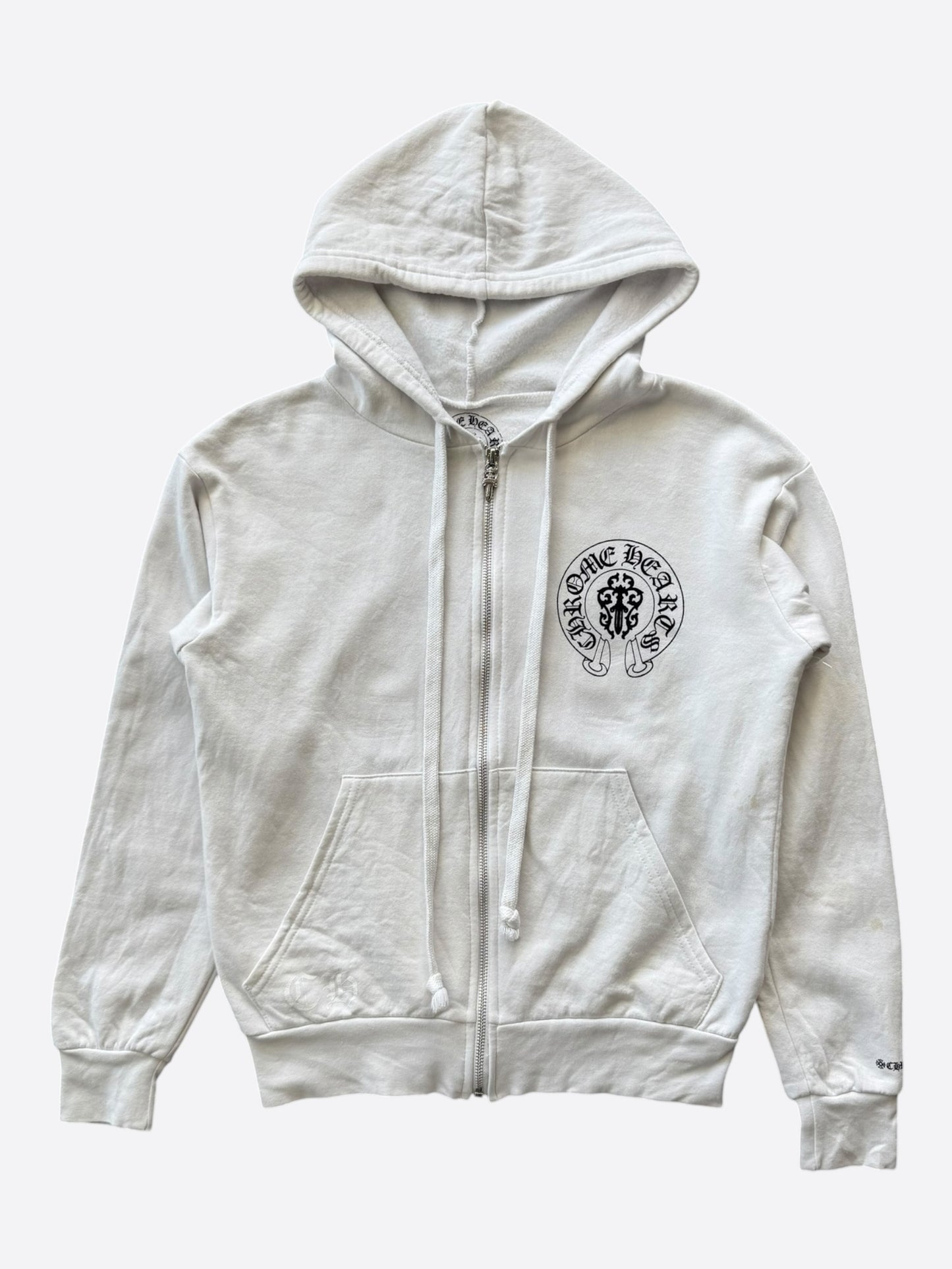 Chrome Hearts White & Black USA Triple Cross Logo Zip Up Hoodie
