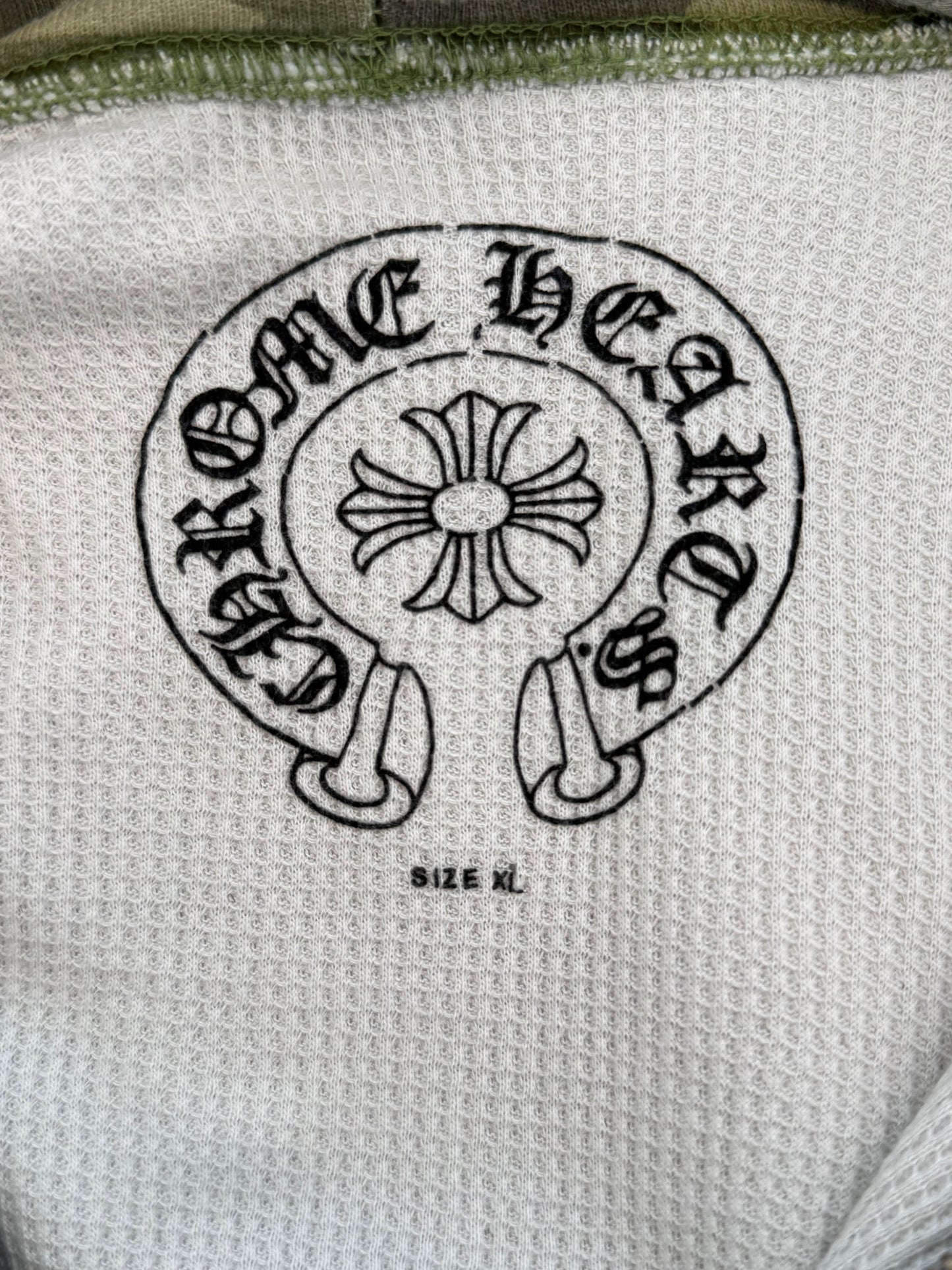 Chrome Hearts Camouflage & Gold Horseshoe Logo Thermal Zip Up Hoodie