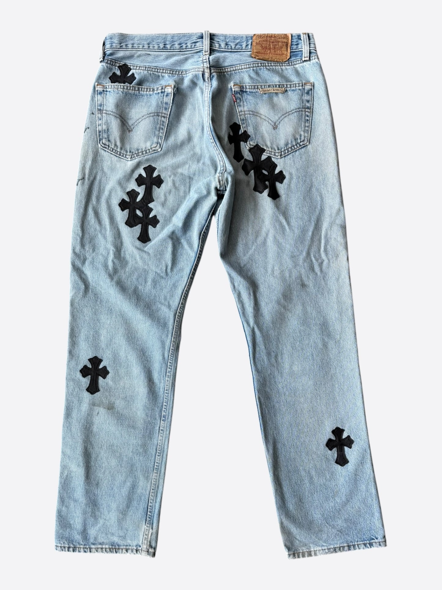 Chrome Hearts Levis Blue & Black Cross Patch Jeans