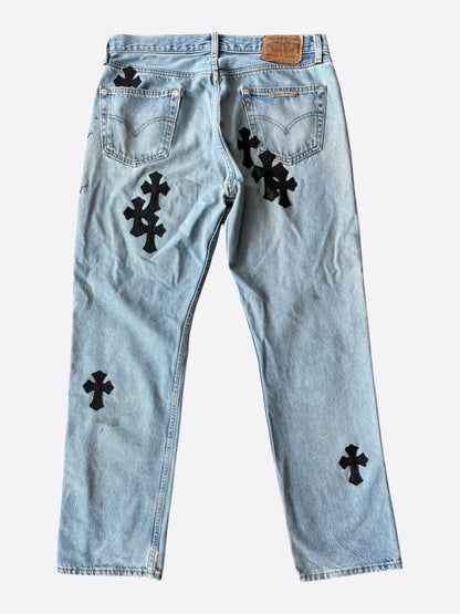 Chrome Hearts Levis Blue & Black Cross Patch Jeans