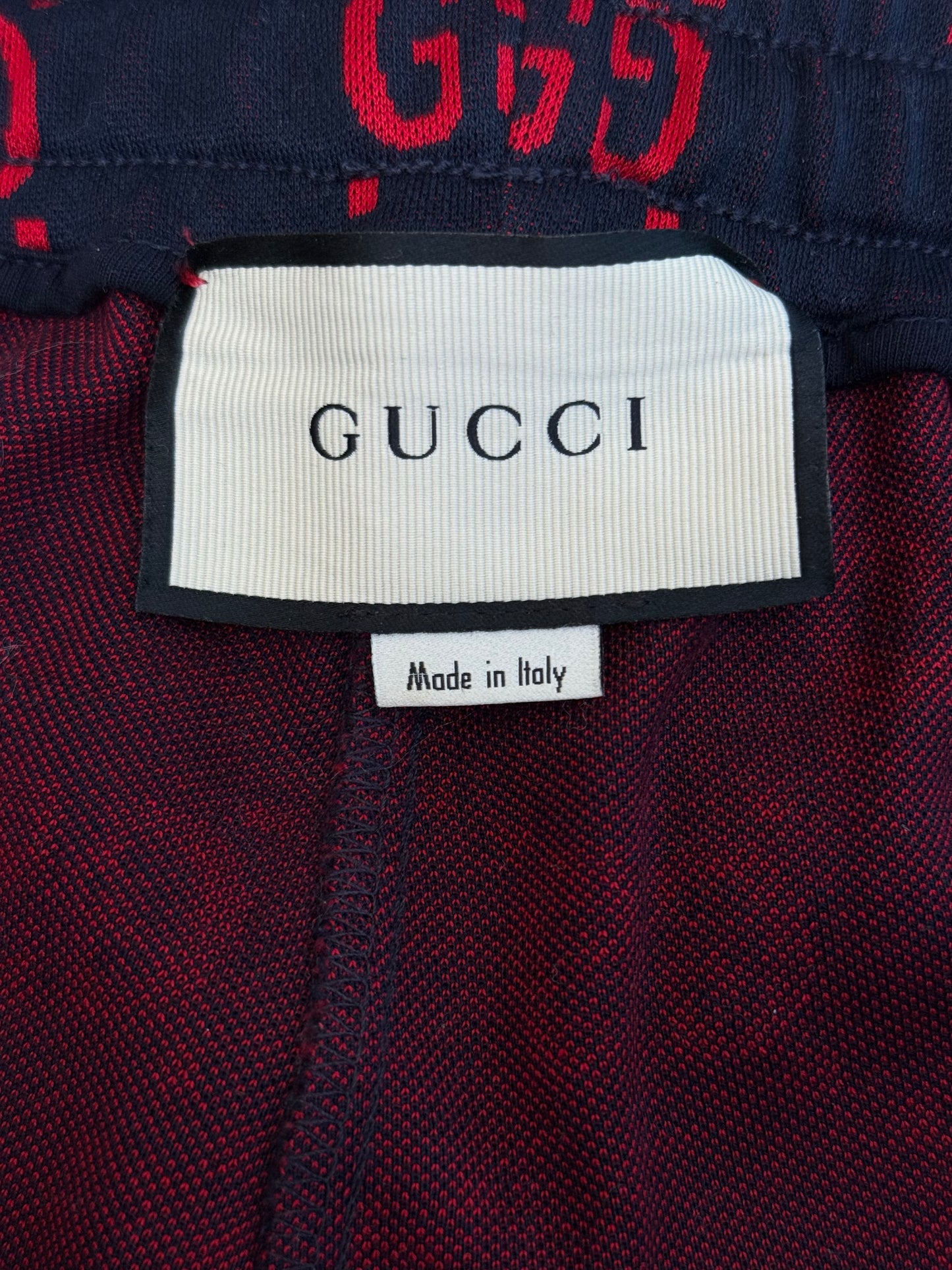Gucci Navy & Red GG Monogram Jacquard Track Pants