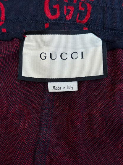 Gucci Navy & Red GG Monogram Jacquard Track Pants