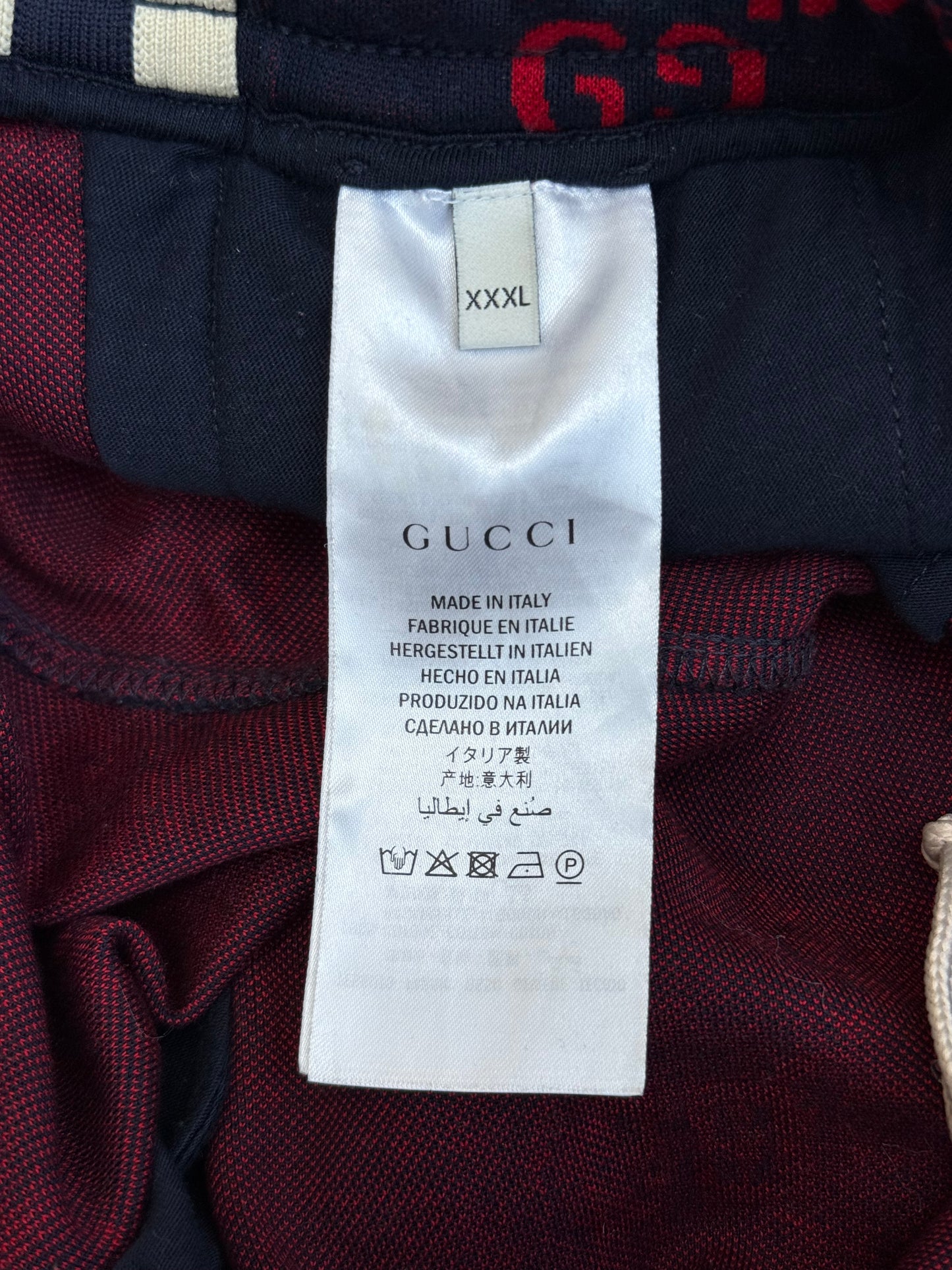 Gucci Navy & Red GG Monogram Jacquard Track Pants