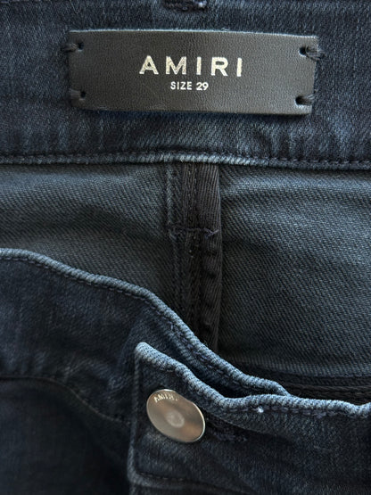 Amiri Midnight Indigo & Red Patch Ultrasuede MX1 Jeans