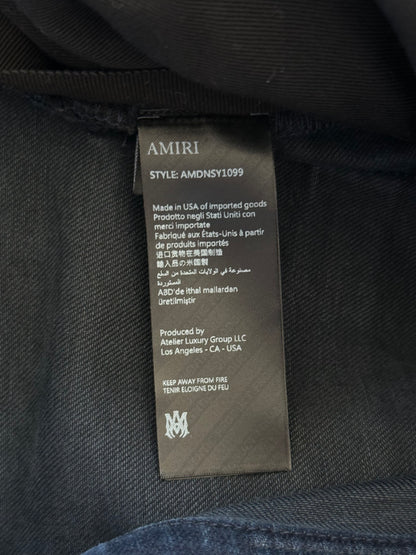Amiri Midnight Indigo & Red Patch Ultrasuede MX1 Jeans