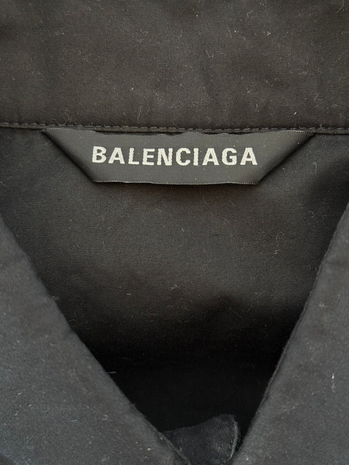 Balenciaga Black & White Logo Button Up Shirt