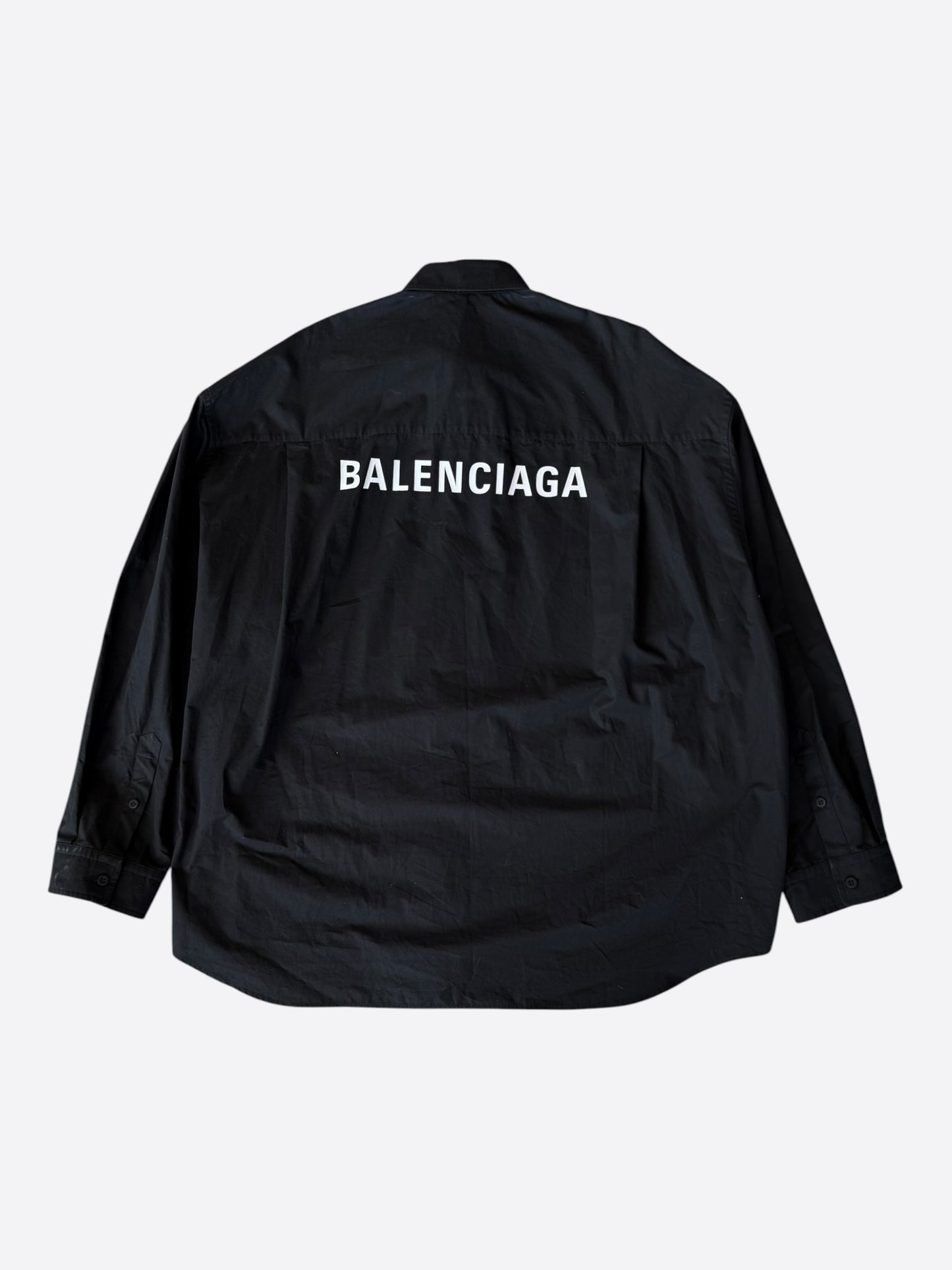 Balenciaga Black & White Logo Button Up Shirt