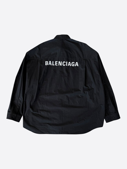 Balenciaga Black & White Logo Button Up Shirt