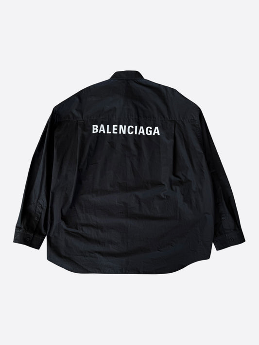Balenciaga Black & White Logo Button Up Shirt