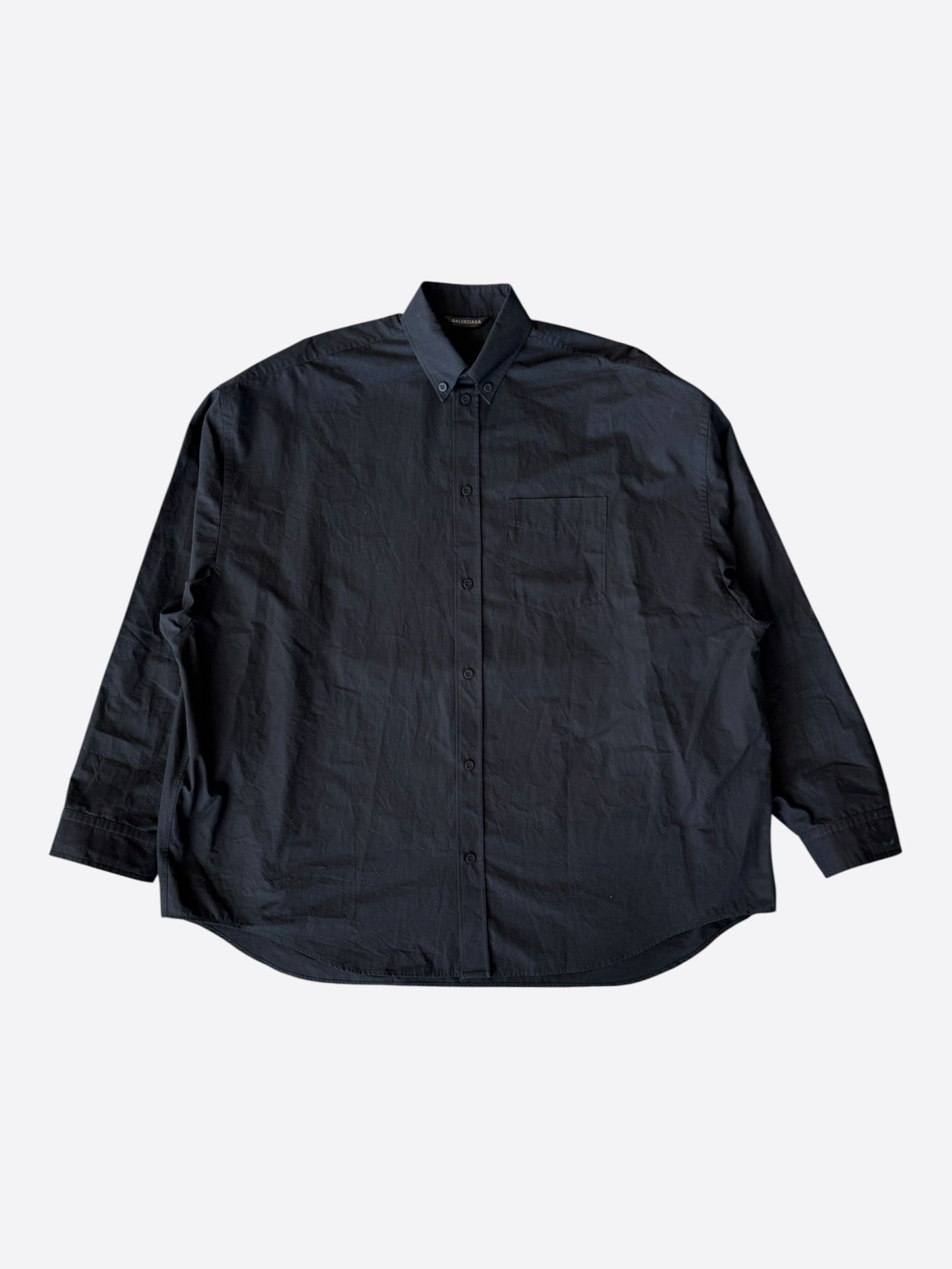 Balenciaga Black & White Logo Button Up Shirt Savonches Balenciaga Black & White Logo Button Up Shirt Savonches