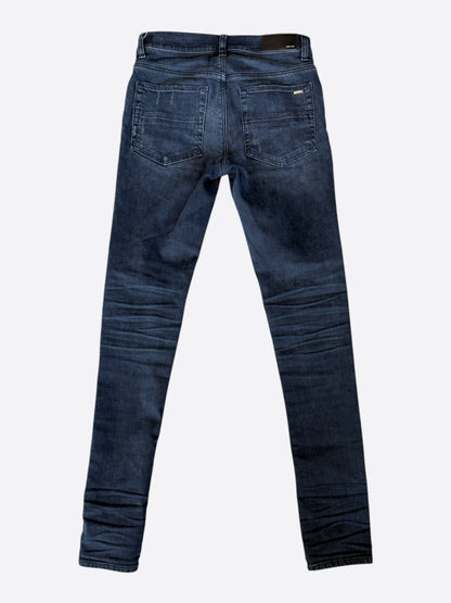 Amiri Midnight Indigo & Red Patch Ultrasuede MX1 Jeans