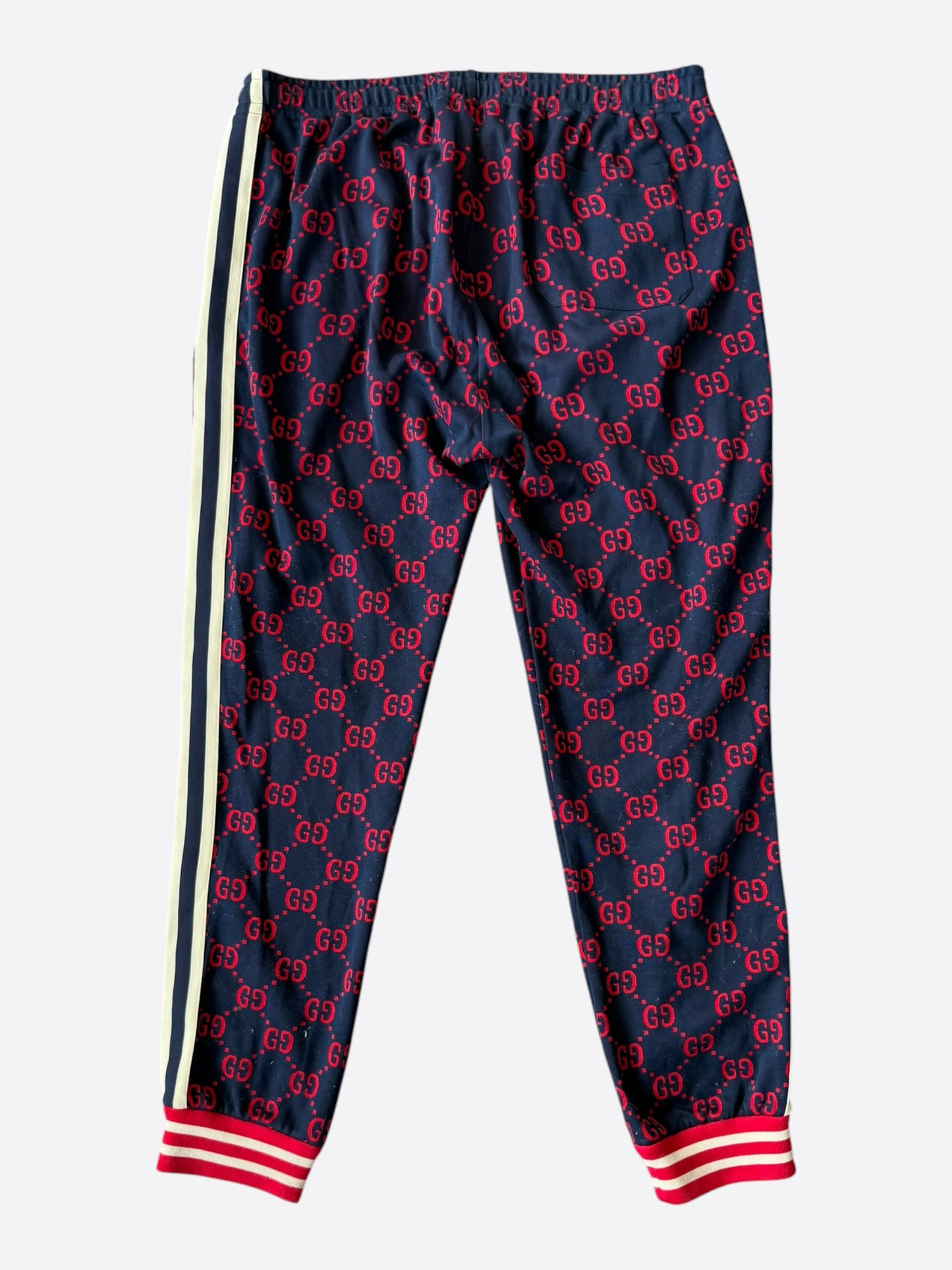 Gucci Navy & Red GG Monogram Jacquard Track Pants