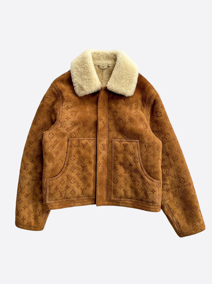 Louis Vuitton Brown Monogram Shearling Jacket