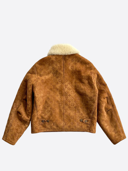 Louis Vuitton Brown Monogram Shearling Jacket