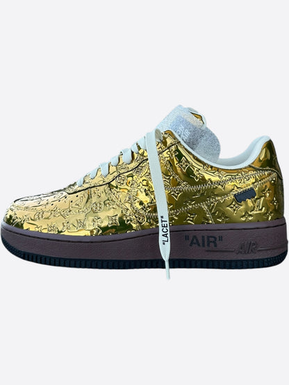 Louis Vuitton Nike Gold Monogram Air Force 1 Sneakers