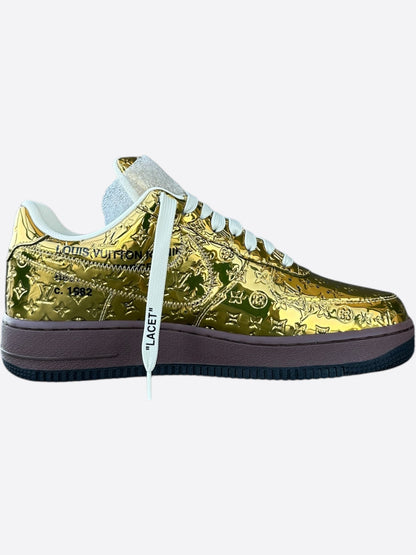 Louis Vuitton Nike Gold Monogram Air Force 1 Sneakers