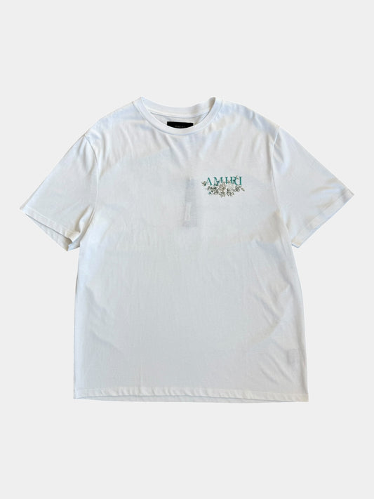 Amiri White & Blue Floral Logo T-Shirt