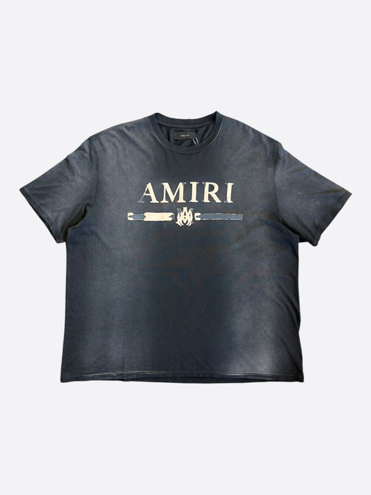Amiri Faded Black Distressed MA Bar Logo T-Shirt