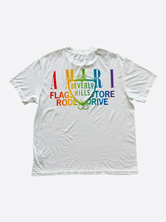 Amiri White Rainbow Beverly Hills T-Shirt