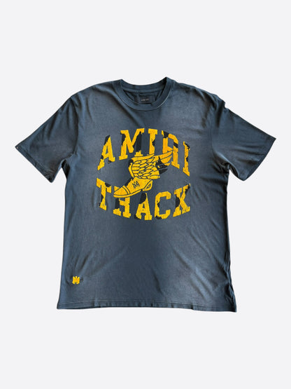 Amiri Faded Black & Yellow Track Logo T-Shirt