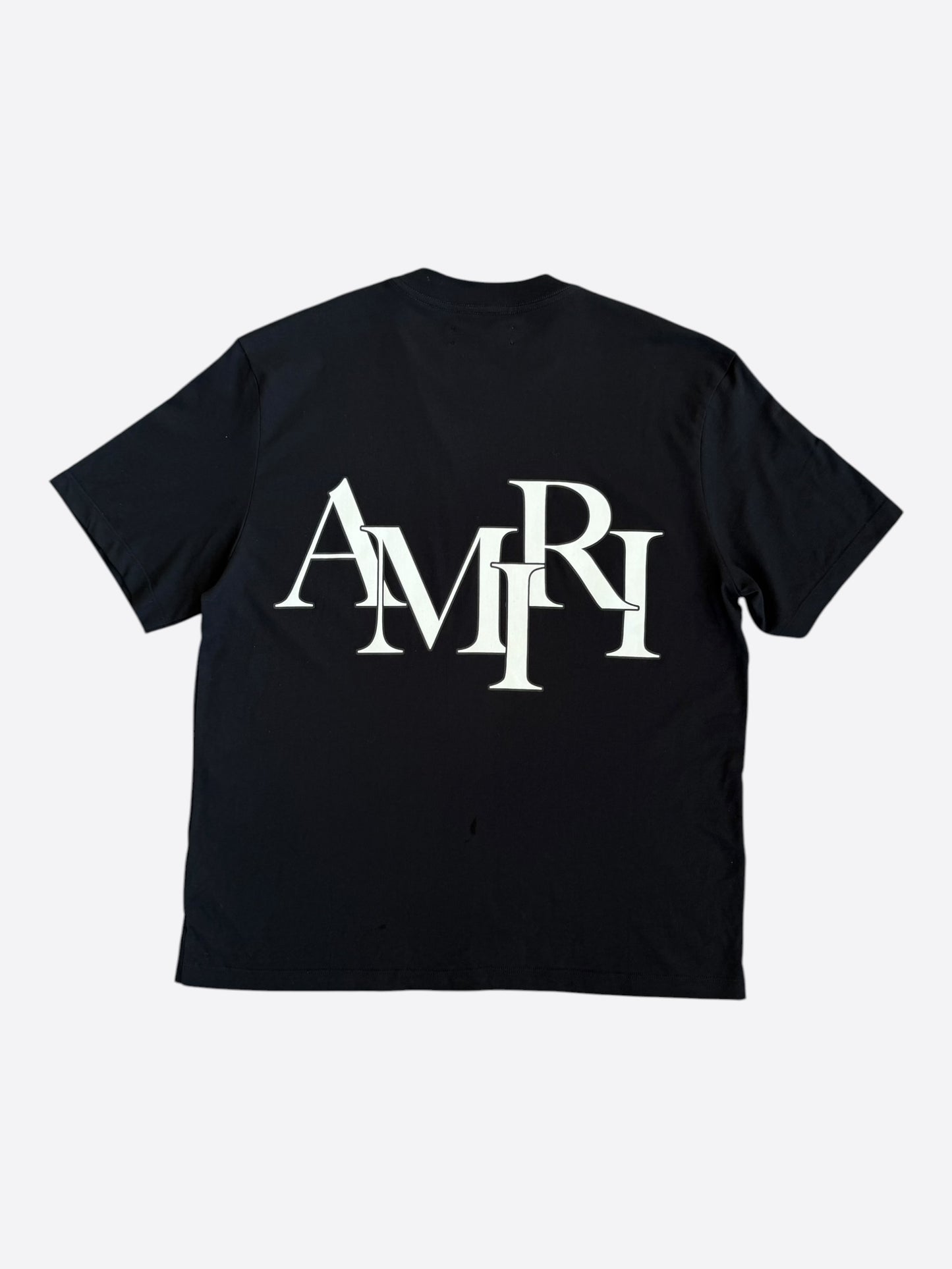 Amiri Black & White Staggered Logo T-Shirt