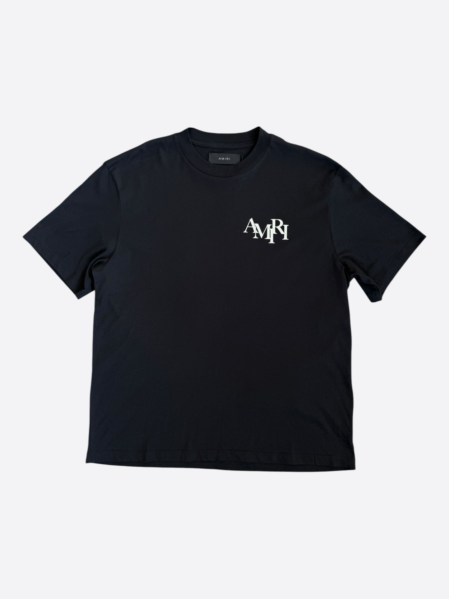 Amiri Black & White Staggered Logo T-Shirt