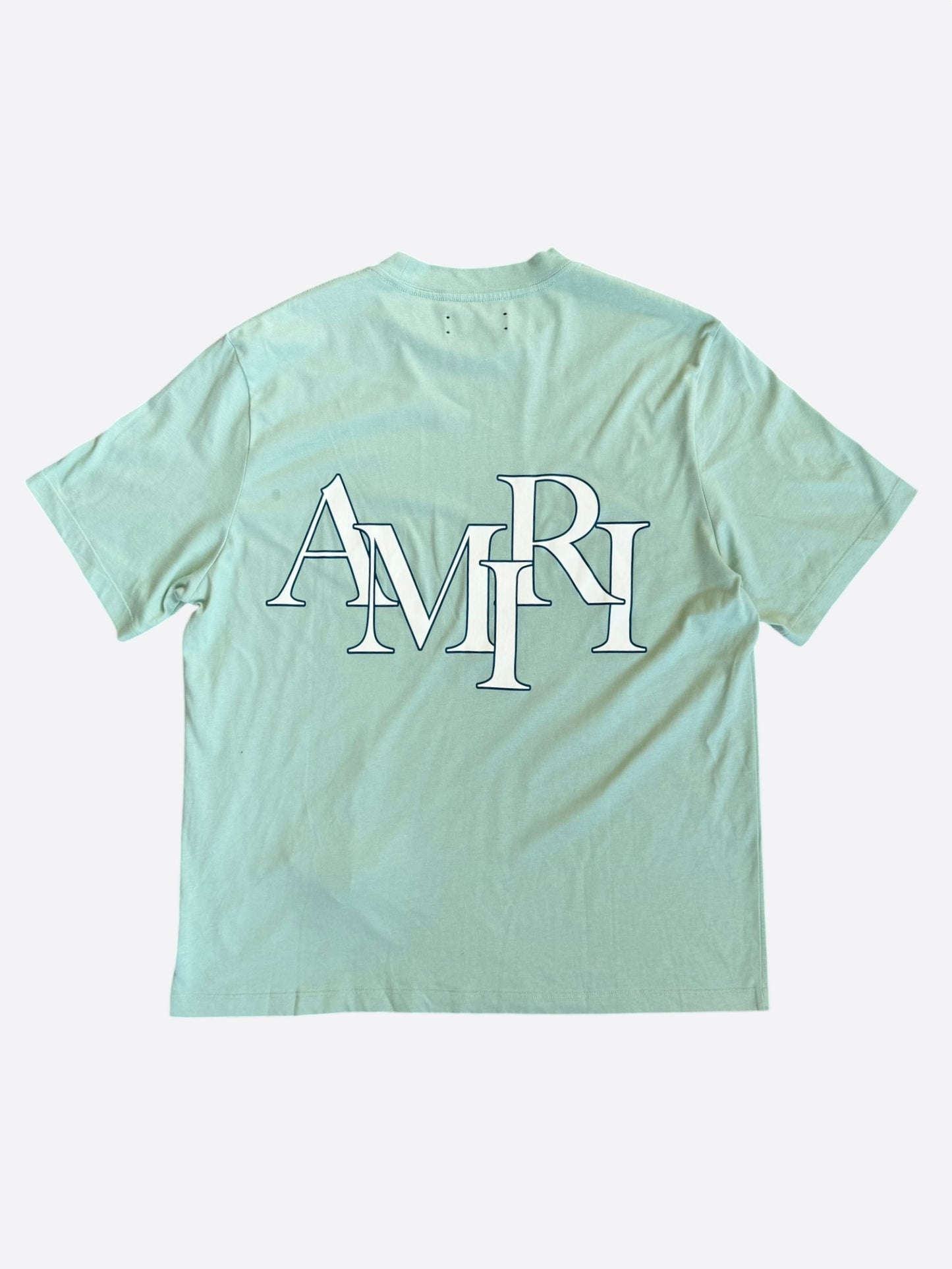 Amiri Green & White Staggered Logo T-Shirt
