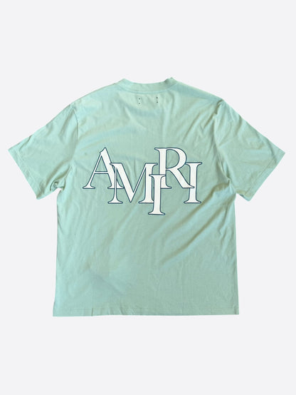 Amiri Green & White Staggered Logo T-Shirt