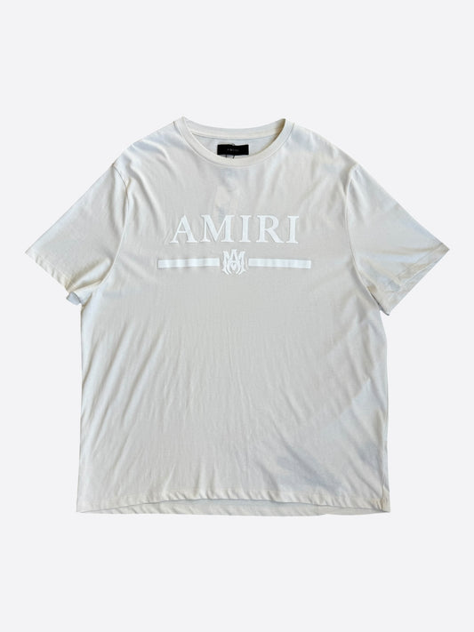 Amiri Cream & White MA Bar Logo T-Shirt