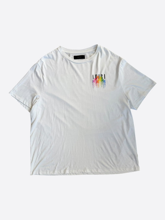 Amiri White Multicolor MA Drip Logo T-Shirt