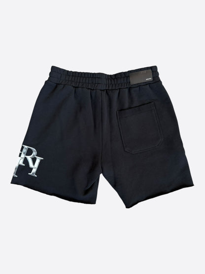 Amiri Black & Chrome Logo Staggered Shorts
