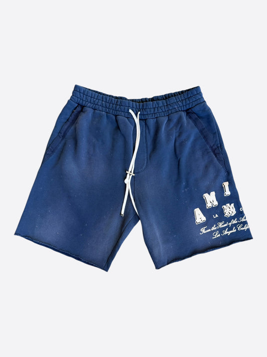 Amiri Blue & White Collegiate Logo Shorts