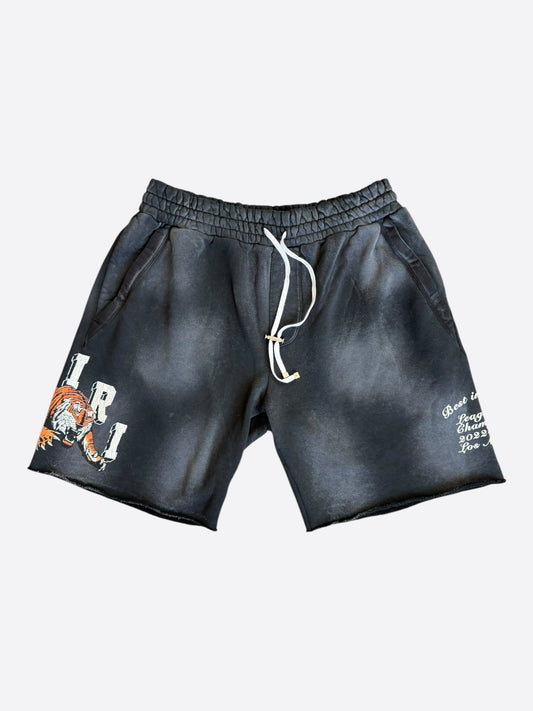 Amiri Black & White Tiger Logo Shorts