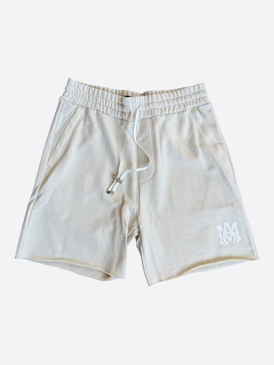 Amiri Cream & White MA Logo Shorts