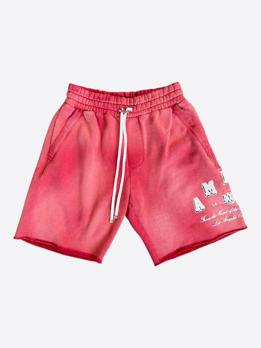 Amiri Red & White Collegiate Logo Shorts