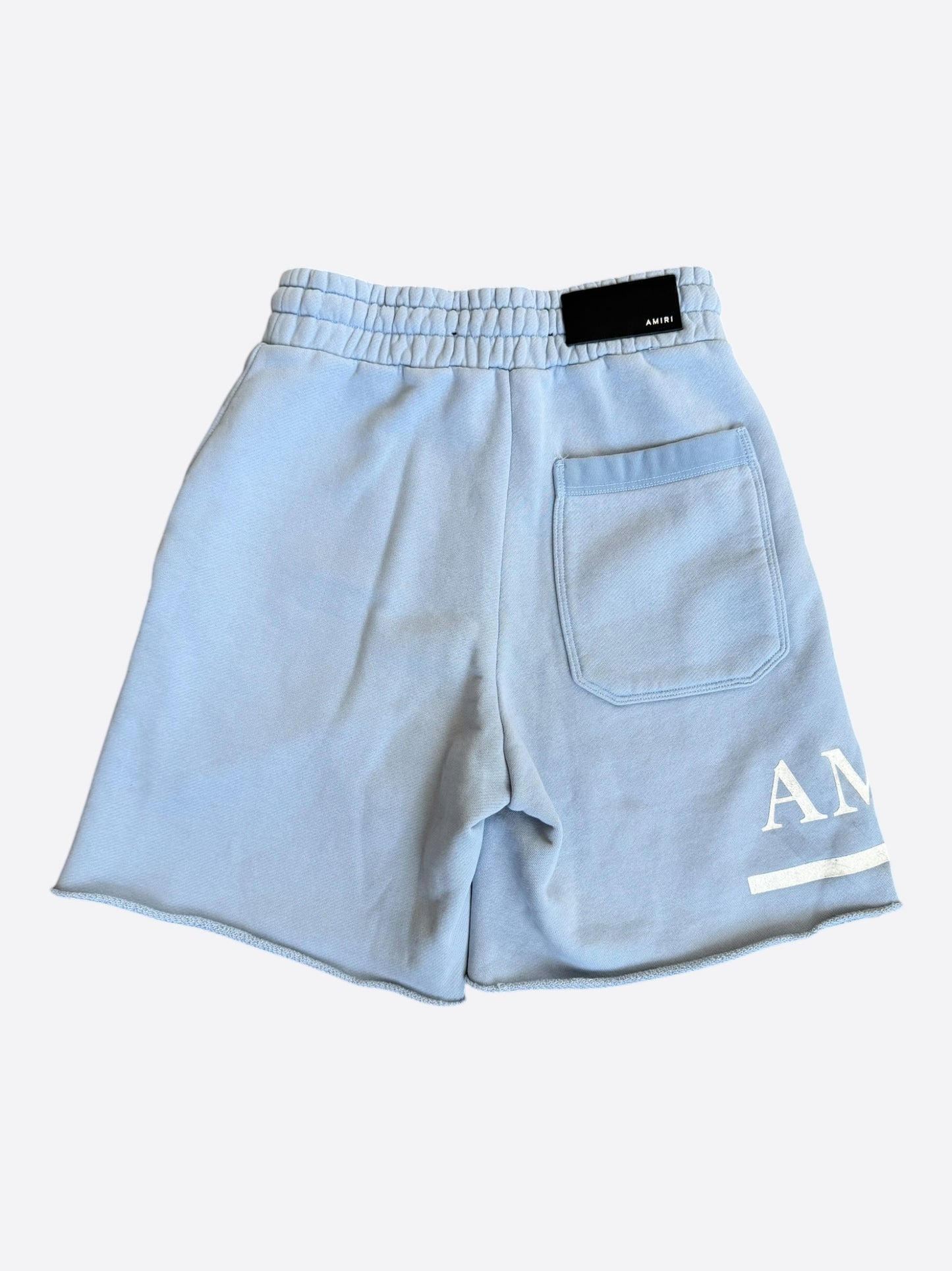 Amiri Blue & White MA Bar Logo Shorts