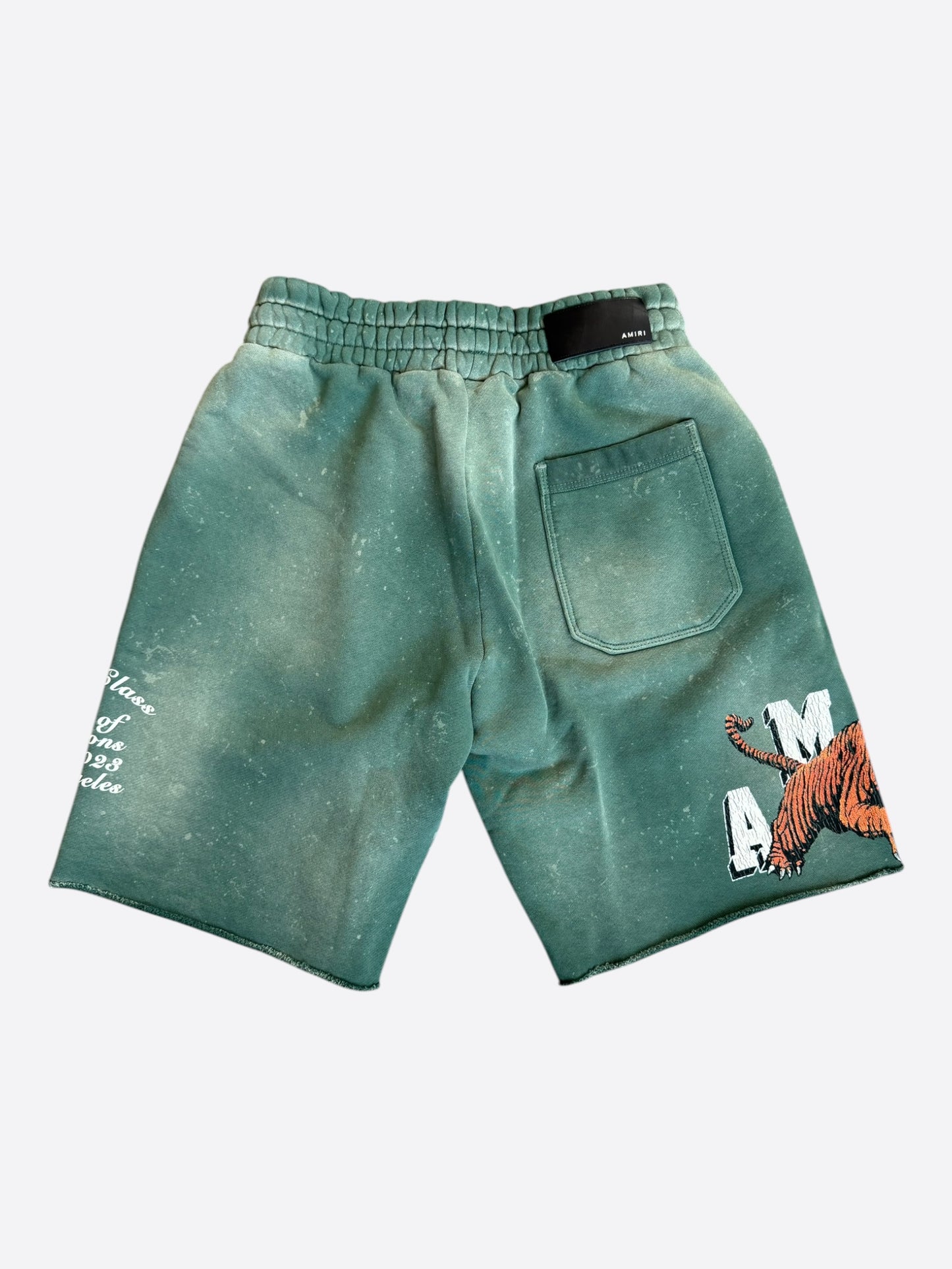 Amiri Green & White Tiger Logo Shorts