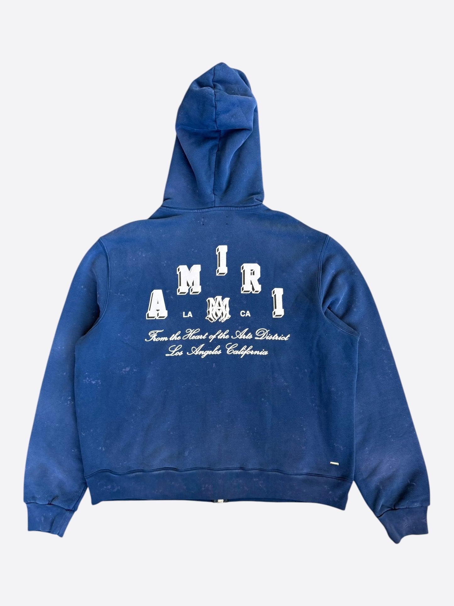 Amiri Vintage Blue & White Collegiate Logo Zip Up Hoodie