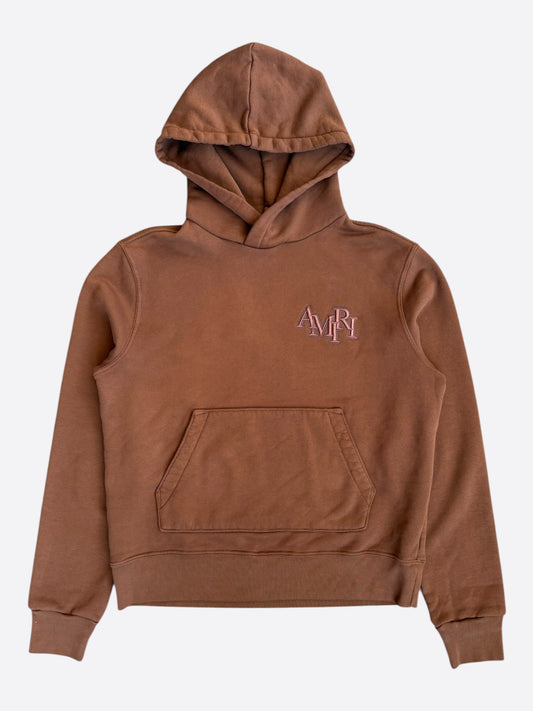 Amiri Brown Staggered Logo Hoodie