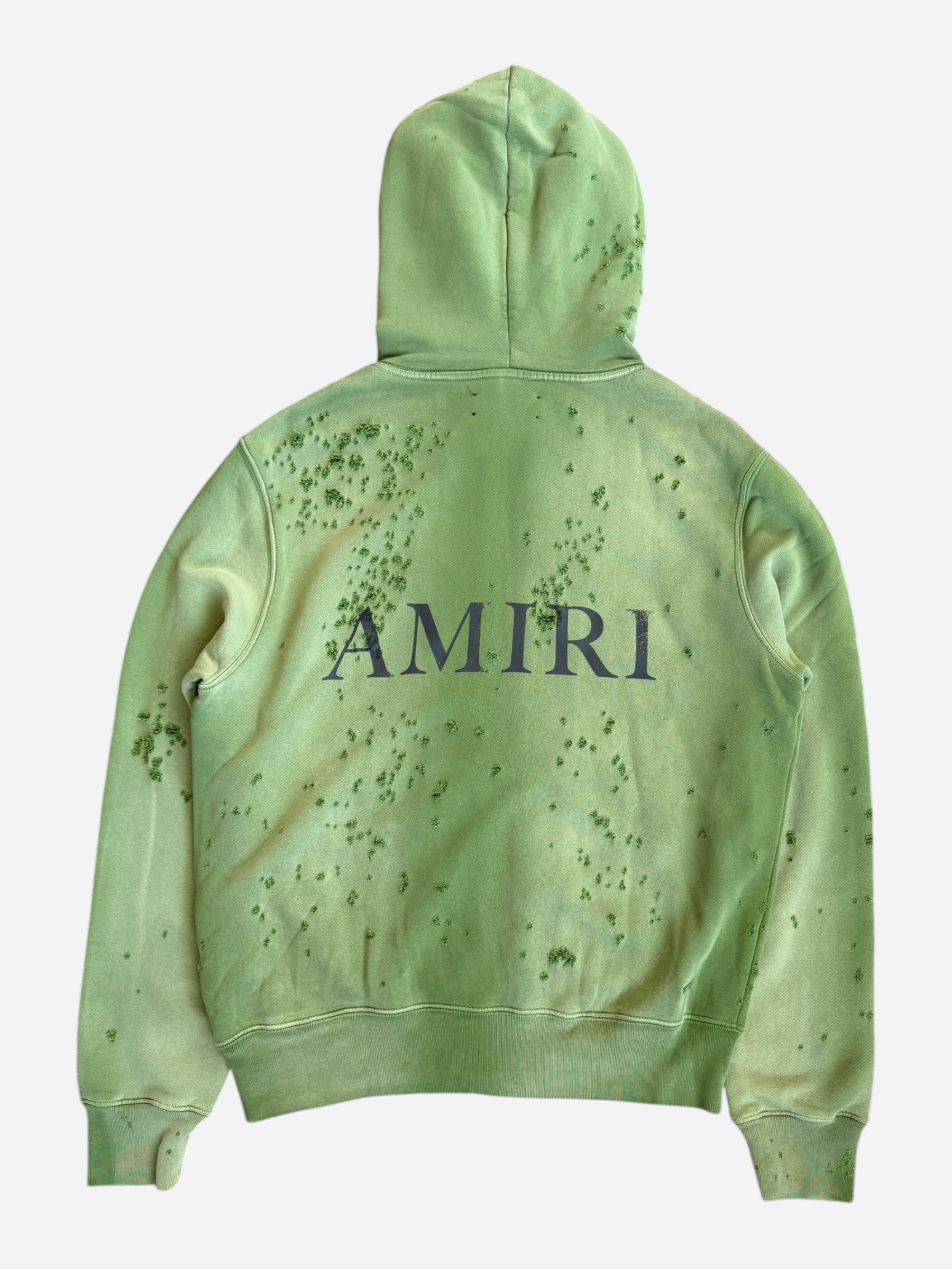【れ】AMIRI ロゴ カーキ フーディ AMIRI logo-detail frayed-hem Hoodie | Green | FARFETCH