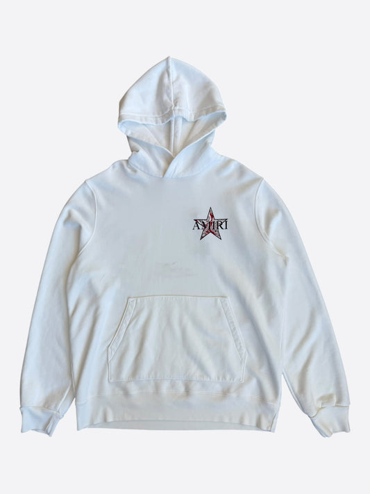 Amiri White & Red Paisley Star Logo Hoodie
