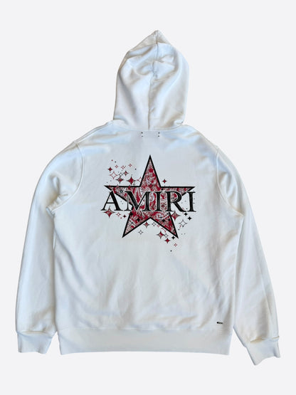 Amiri White & Red Paisley Star Logo Hoodie