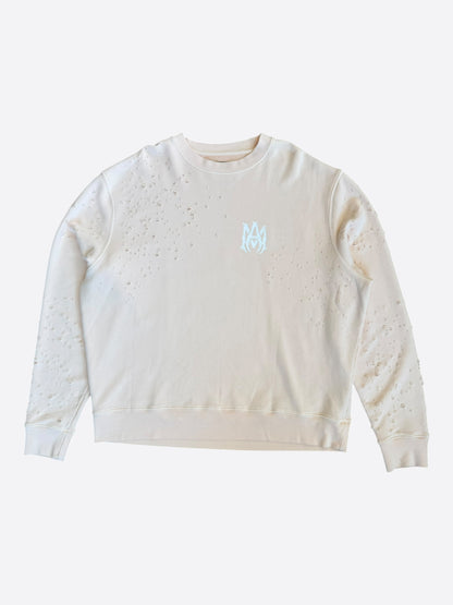 Amiri Cream MA Logo Shotgun Sweater