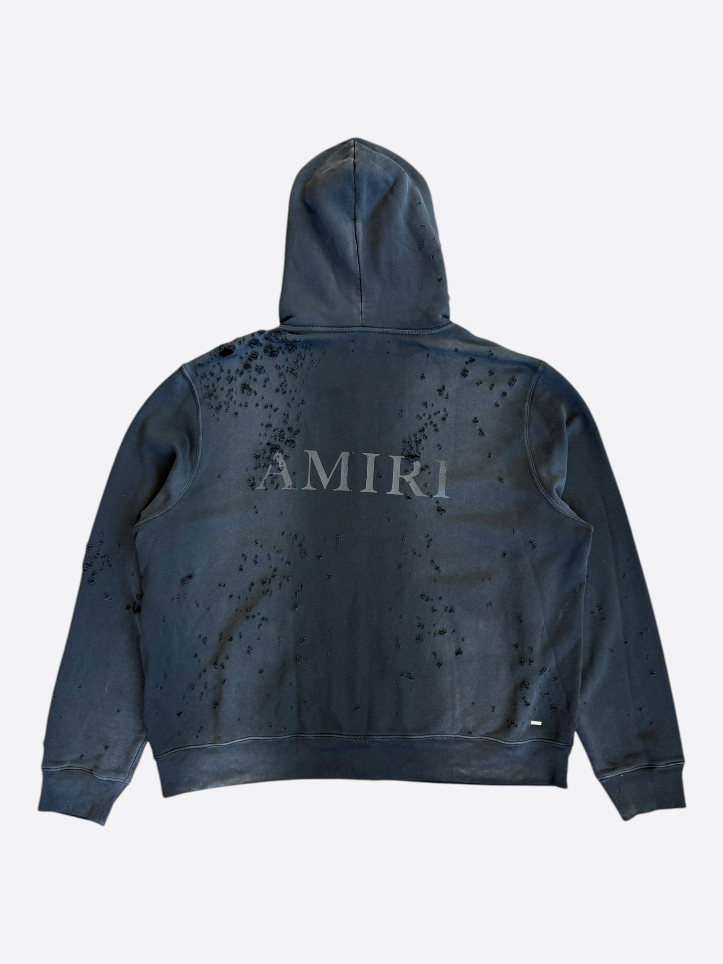 Amiri Faded Black Core Logo Shotgun Zip Up Hoodie