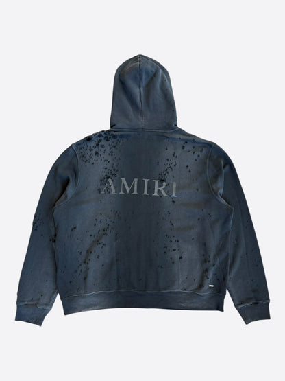 Amiri Faded Black Core Logo Shotgun Zip Up Hoodie