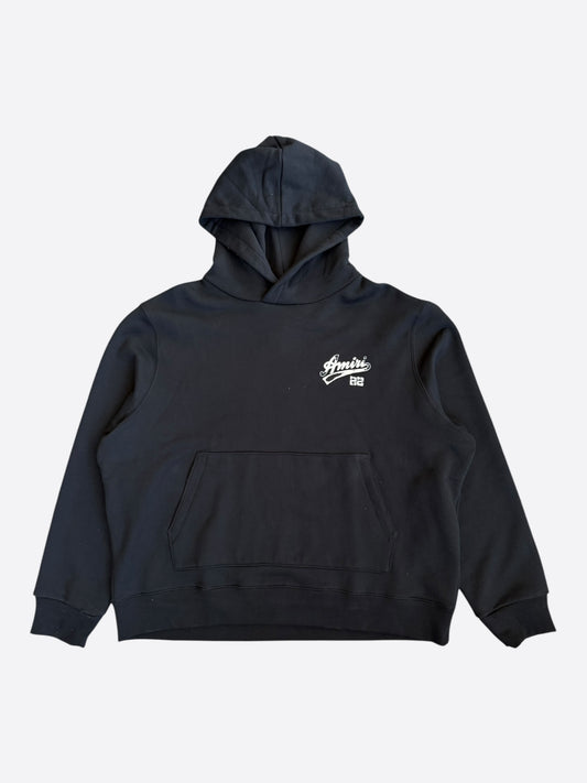 Amiri Black & White 22 Distressed Logo Hoodie