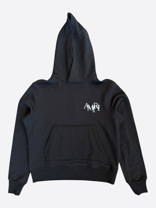 Amiri Black & Chrome Staggered Logo Hoodie