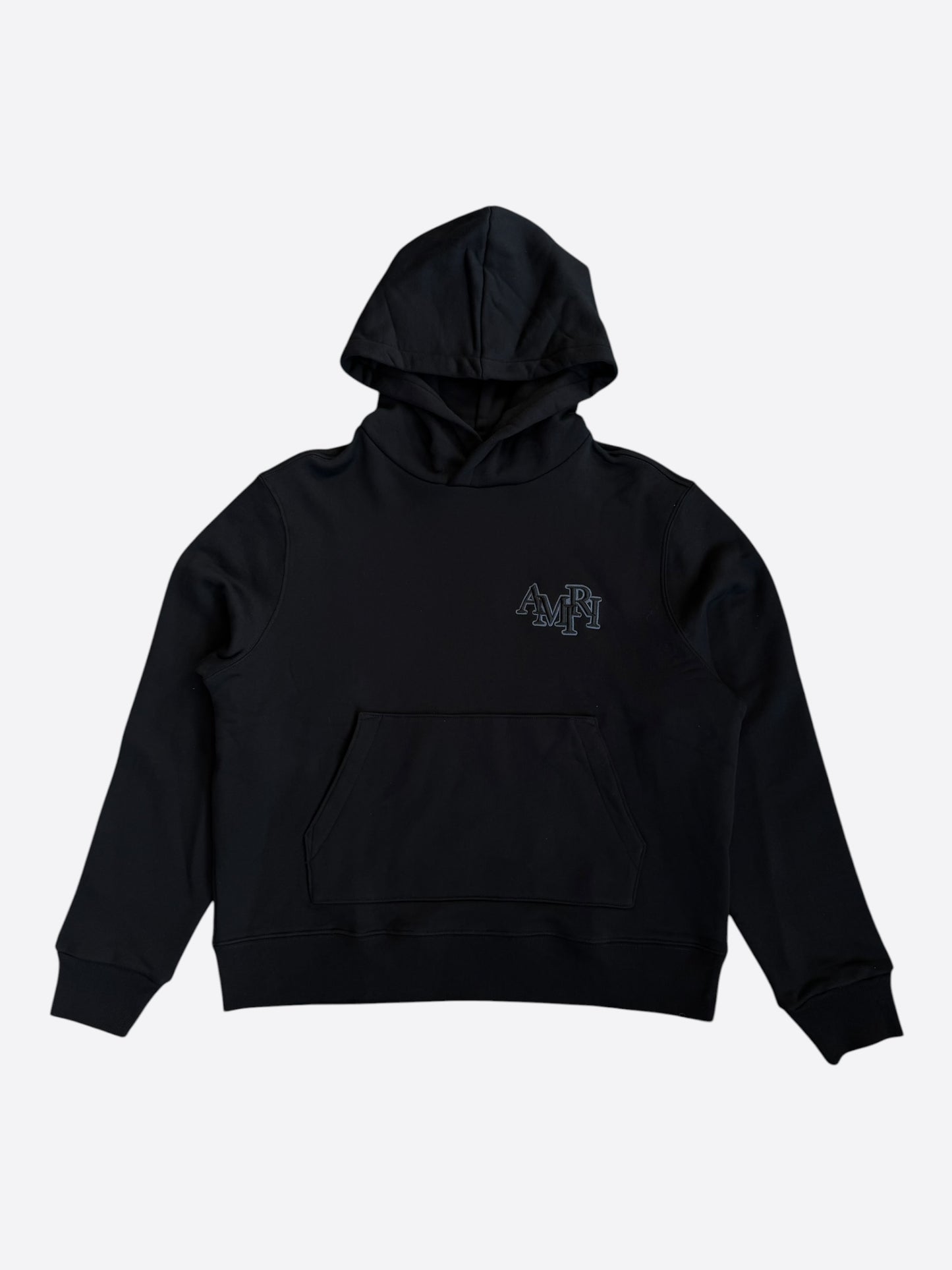 Amiri Black & Blue Staggered Logo Hoodie